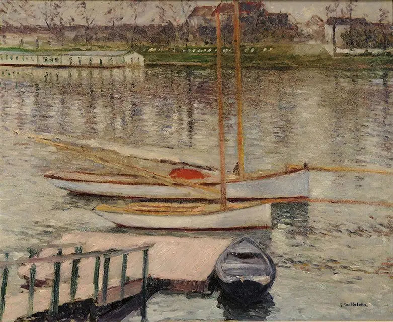 Sejlskibe på anker ved Seinen, i Argenteuil - Gustave Caillebotte