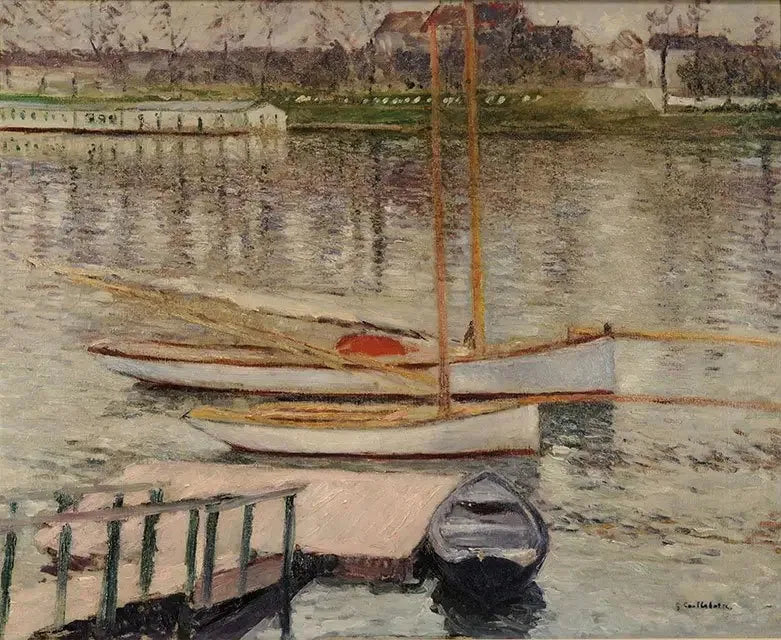 Sejlskibe på anker ved Seinen, i Argenteuil - Gustave Caillebotte