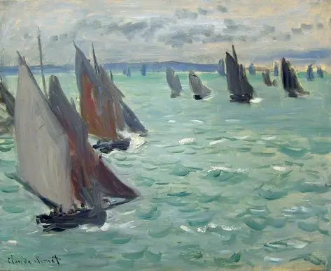 Sejlskibe på havet - Claude Monet