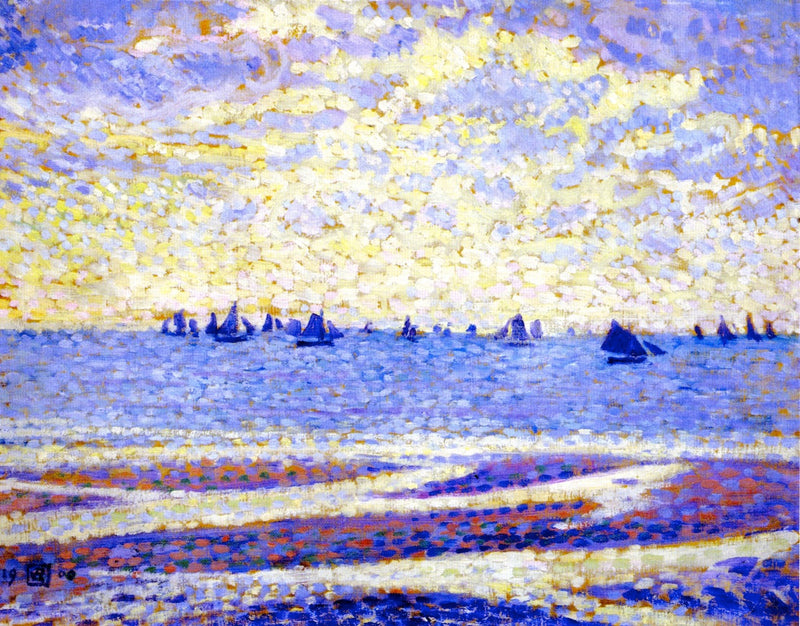 Sejlskibe på havet - Théodore van Rysselberghe