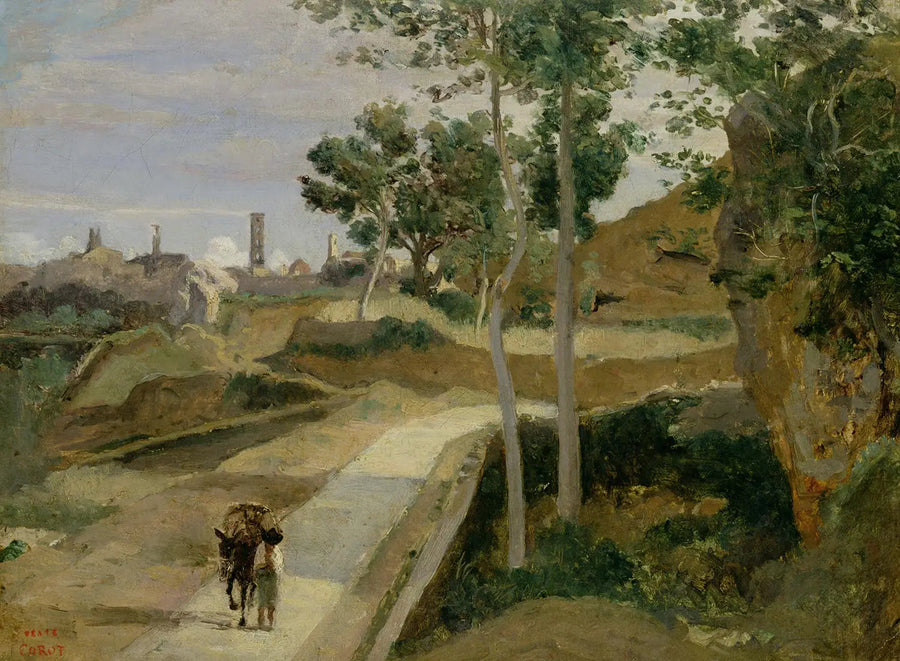 Volterra. Nedstigende vej fra byen - Jean-Baptiste Camille Corot