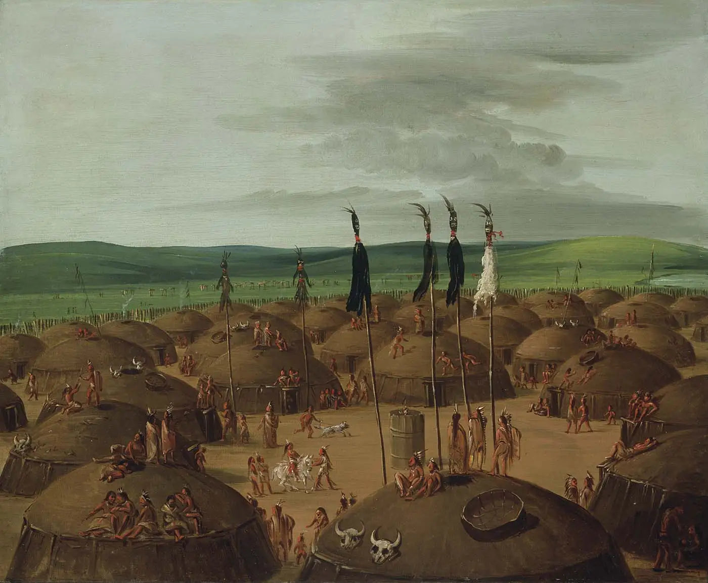 Vue aérienne du village de Mandan à 1800 milles au-dessus de Saint-Louis - George Catlin - Alpha Reproduction