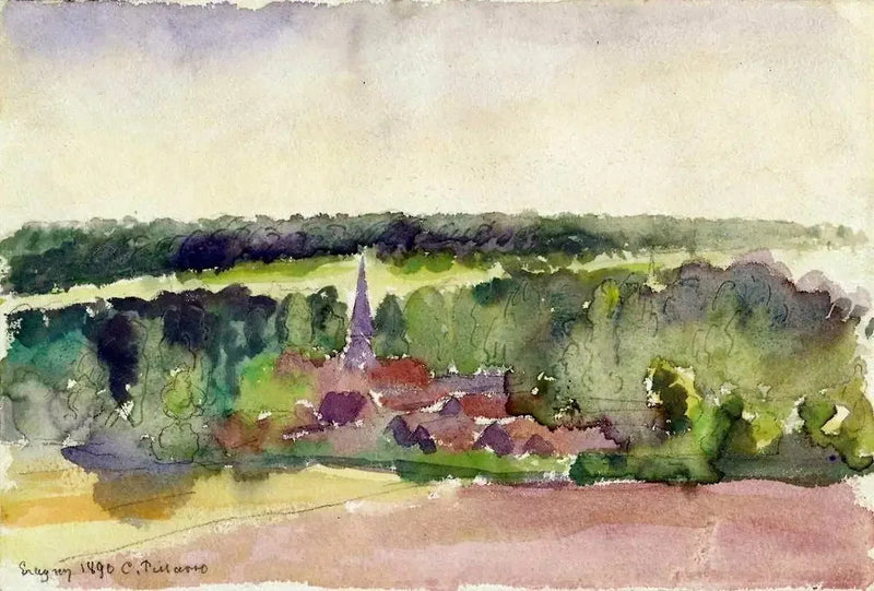 Udsigt over Éragny - Camille Pissarro