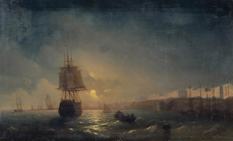 Udsigt over Odessa en en fuldmånenat - Ivan Aïvazovski