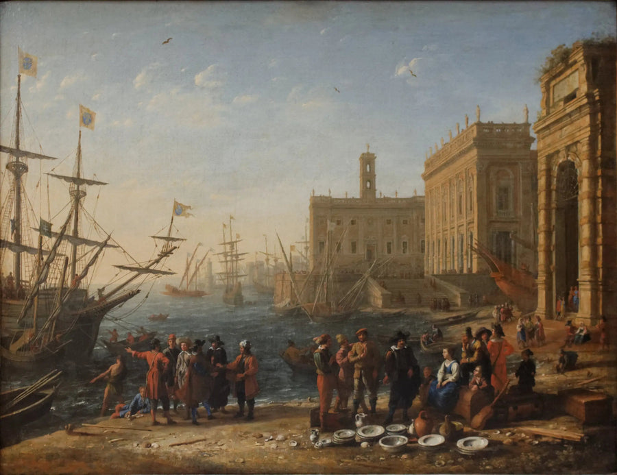 Udsigt over en havn med Capitol - Claude Lorrain