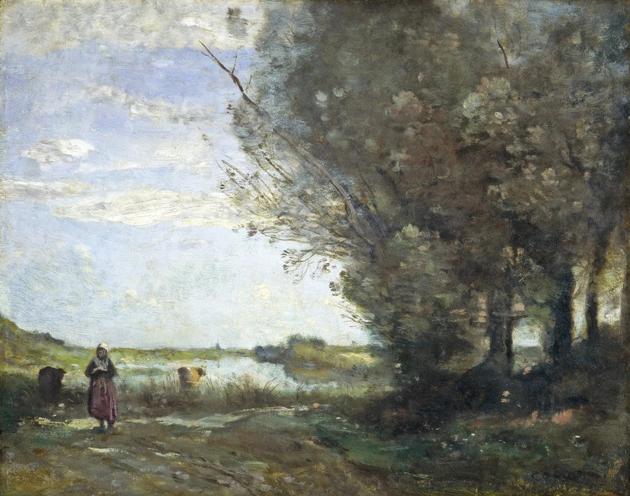 Udsigt over en flod - Jean-Baptiste Camille Corot