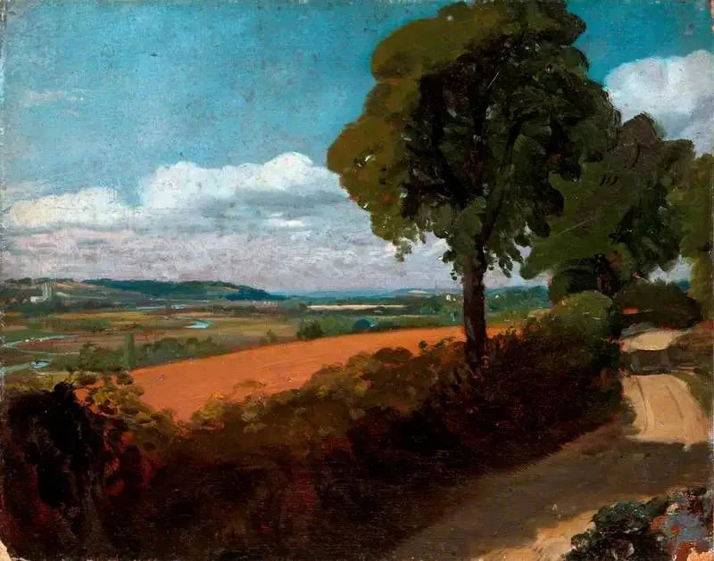 Udsigt over Dedham fra vejen, der fører fra East Bergholt kirke til Flatford - John Constable