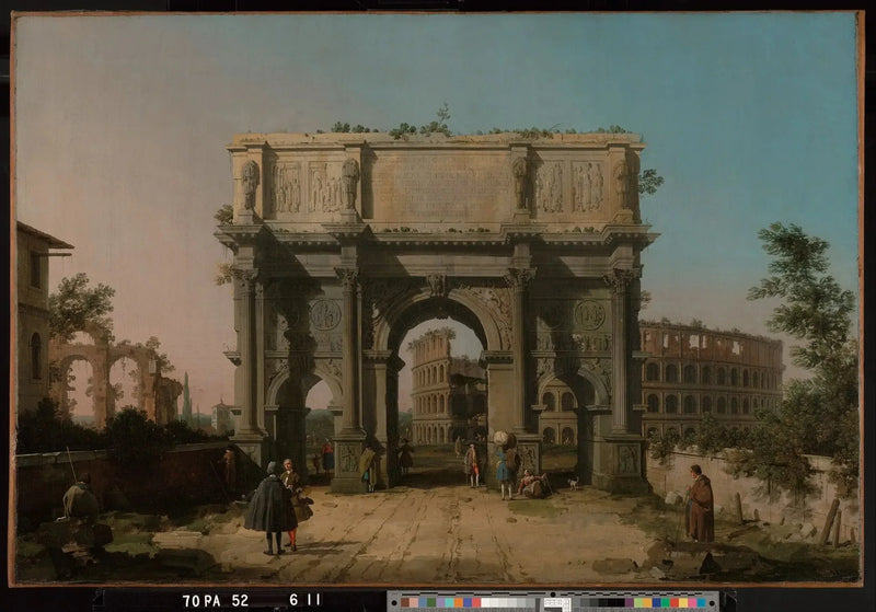 Udsigt over Konstantinsbuen med Colosseum - Canaletto