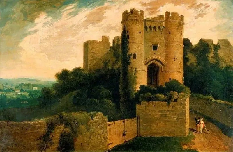 Udsigt over indgangen til Carisbrooke-slottet, Isle of Wight - John Martin