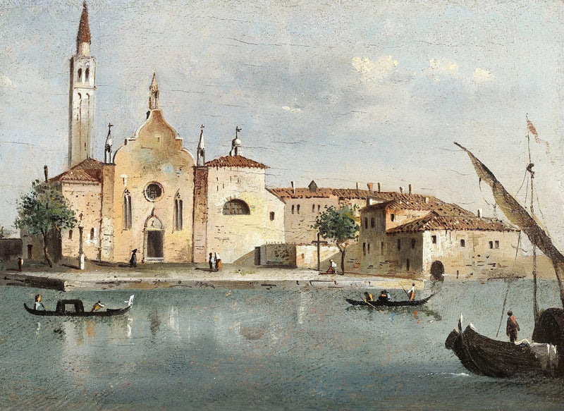 Udsigt over øen Santa Maria delle Grazie - Francesco Guardi