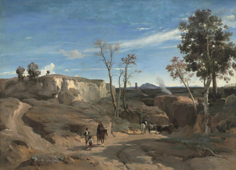 Udsigt over Cervara, Romersk landskab - Jean-Baptiste Camille Corot