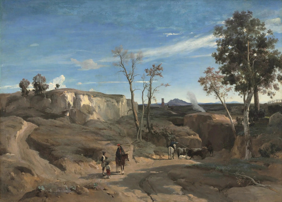 Udsigt over Cervara, Romersk landskab - Jean-Baptiste Camille Corot