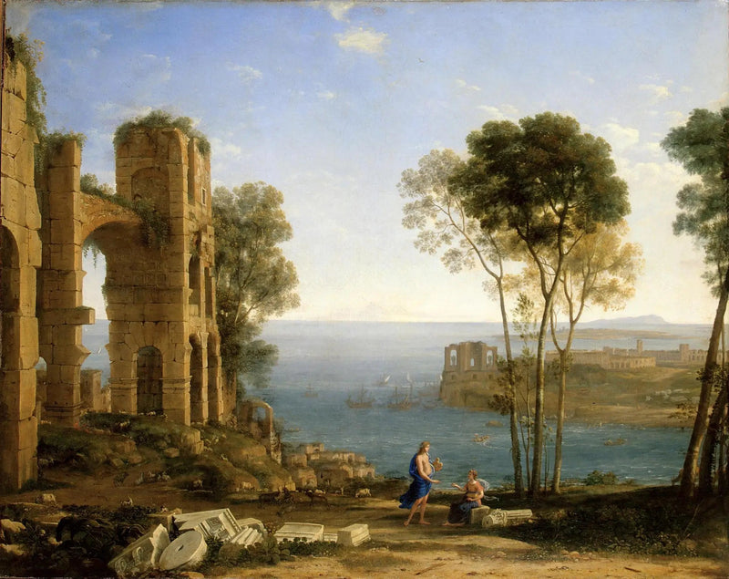 Udsigt over kysten med Apollon og Cumes sibylen - Claude Lorrain