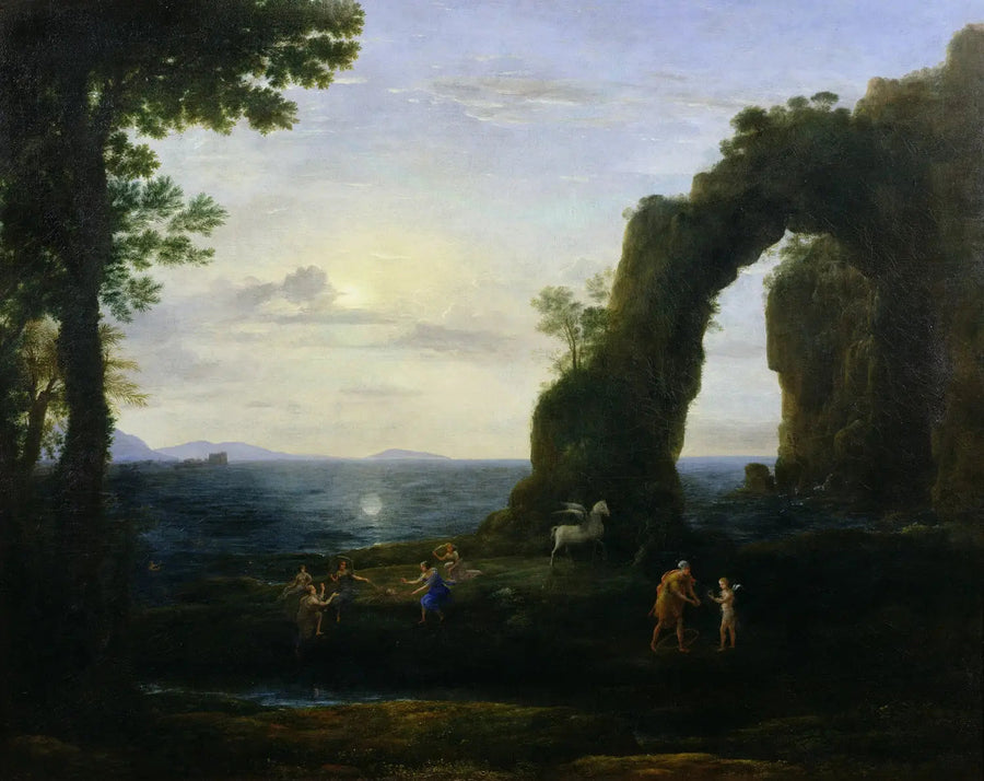 Udsigt over kysten med Perseus og koralens oprindelse - Claude Lorrain