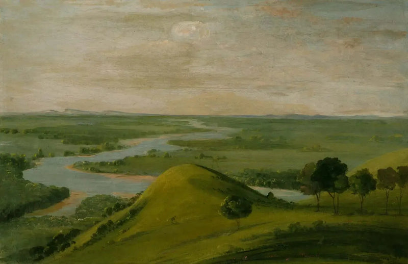 Udsigt over samlingen af Rouge-floden og False Washita i Texas - George Catlin