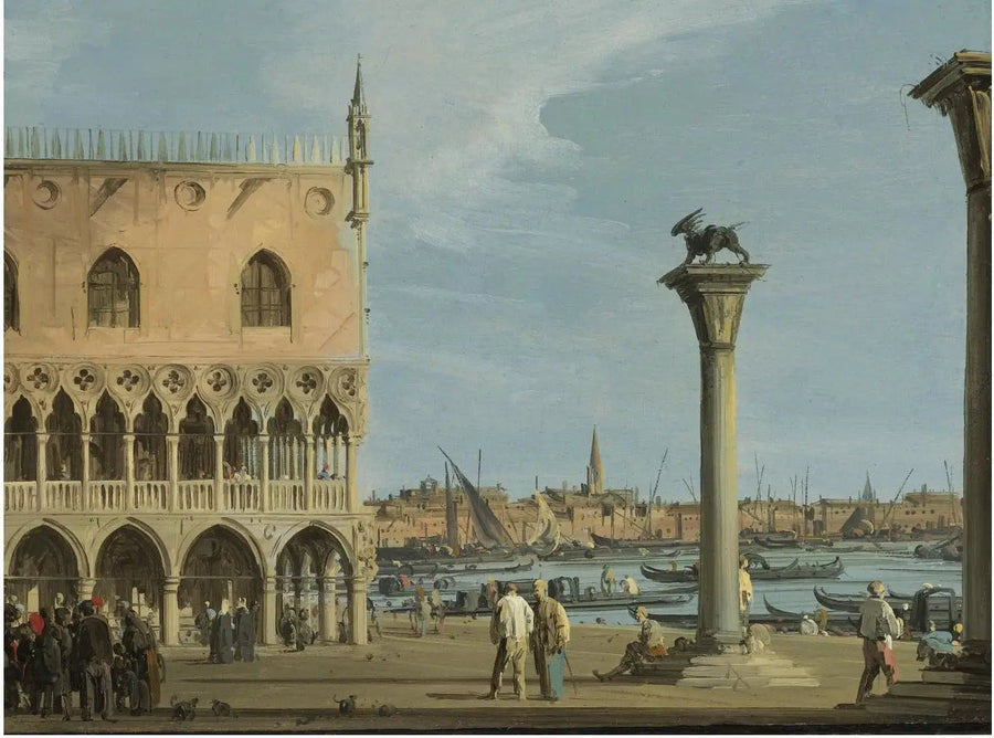 Udsigt over Piazzettaen med det sydvestlige hjørne af Dogepaladset - Canaletto