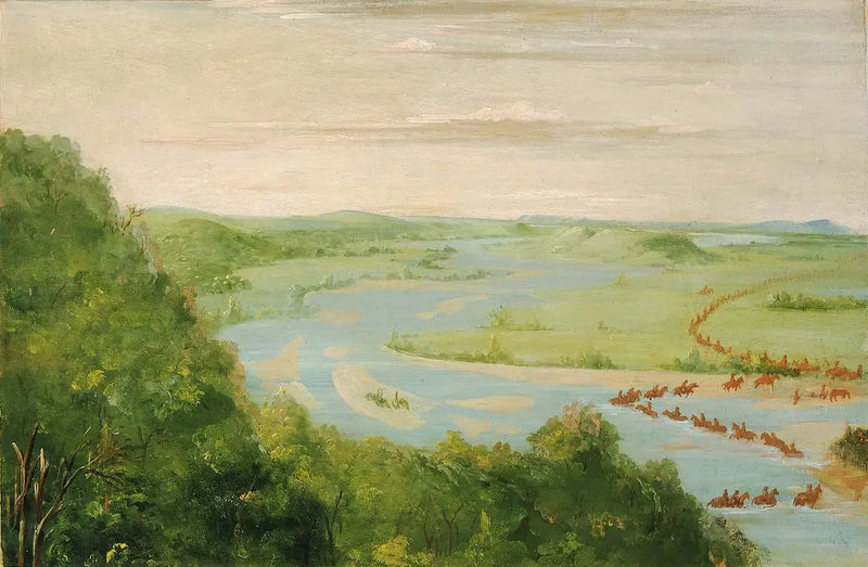 Udsigt over den canadiske flod, Dragoons Crossing - George Catlin
