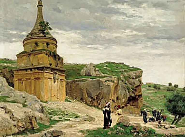 Udsigt over Kidron-dalen med Absaloms grav, nær Jerusalem. - H. A. Brendekilde