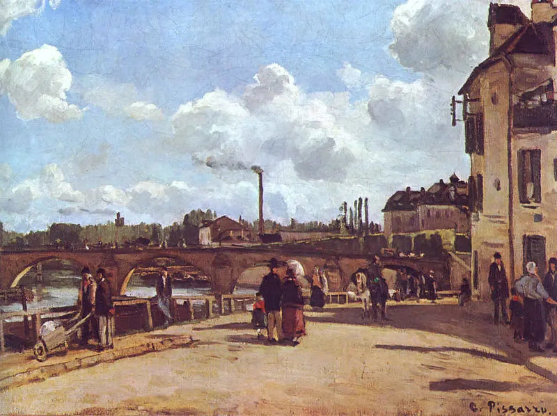Udsigt over Pontoise Quai du Pothuis - Camille Pissarro