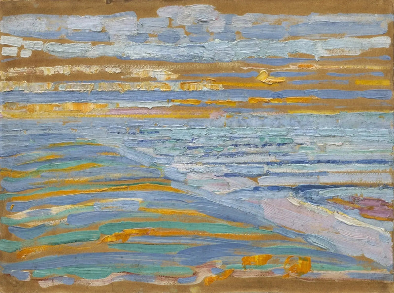 Udsigt fra klitterne med strand og moler, Domburg - Piet Mondrian