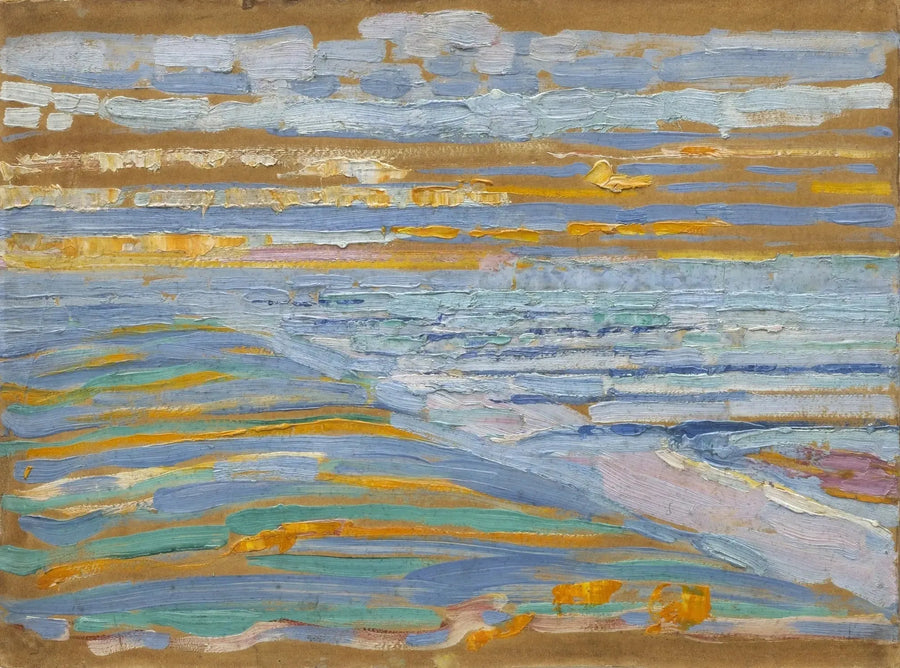 Udsigt fra klitterne med strand og moler, Domburg - Piet Mondrian