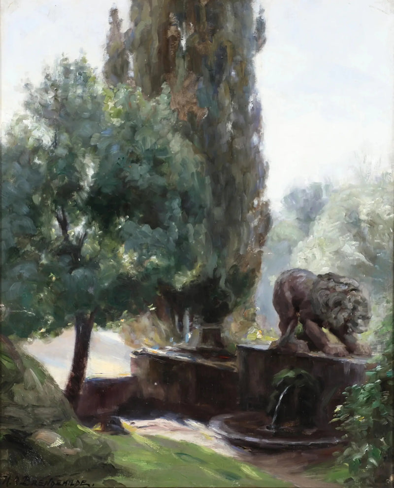 Udsigt fra haverne ved Villa Borghese. - H. A. Brendekilde