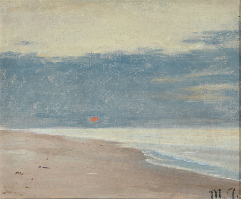 Udsigt fra en strand under lav sol. - Michael Peter Ancher