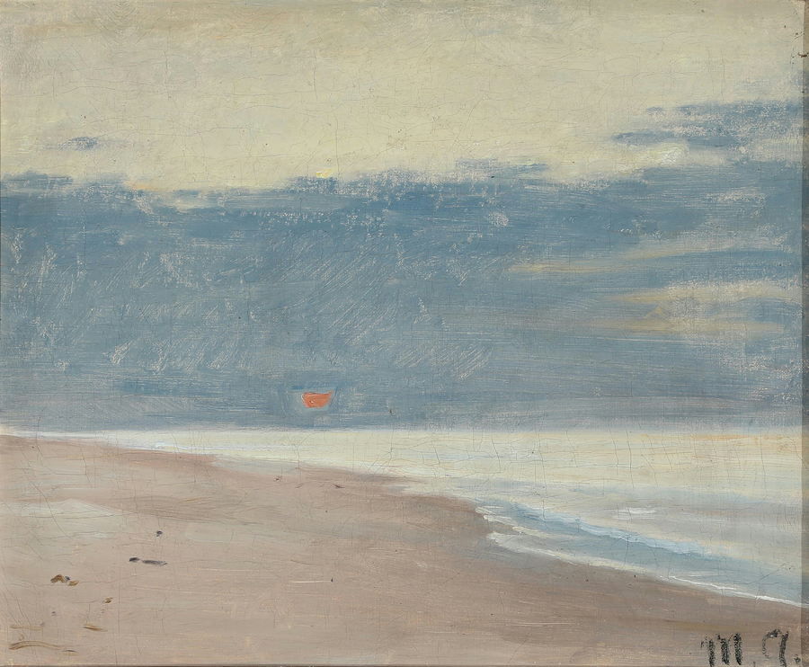 Udsigt fra en strand under lav sol. - Michael Peter Ancher