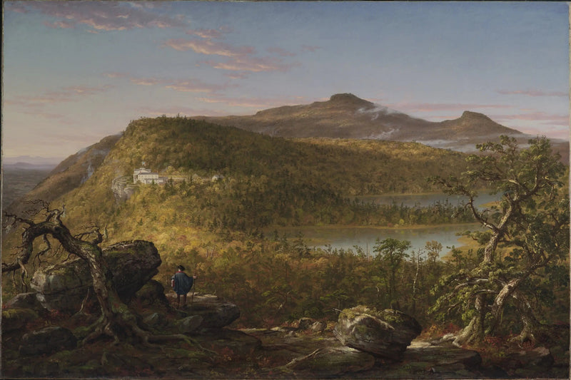 Udsigt over de to søer og Mountain House, Catskill-bjergene, morgen - Thomas Cole