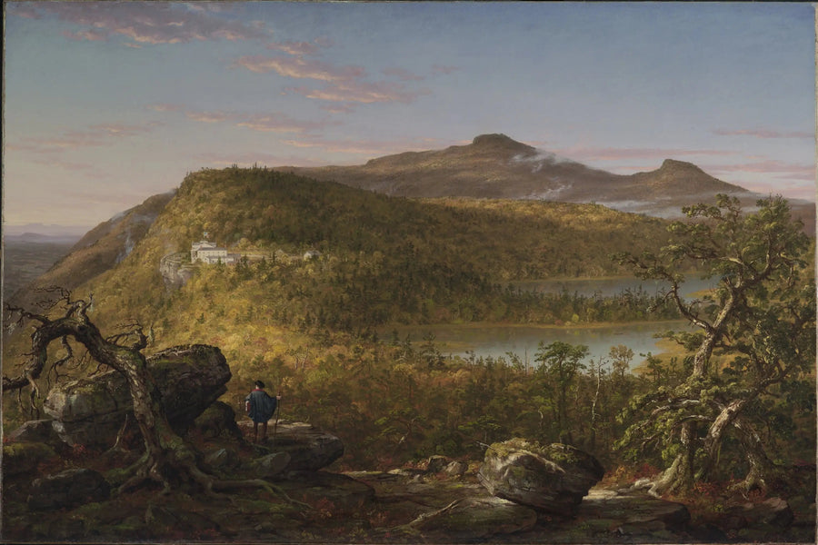 Udsigt over de to søer og Mountain House, Catskill-bjergene, morgen - Thomas Cole