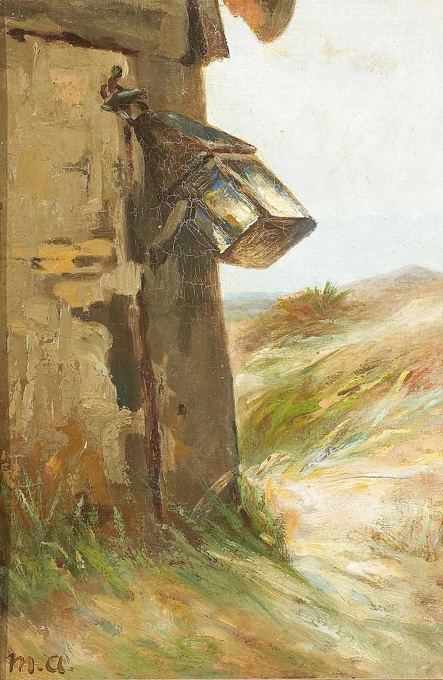 Udsigt over klitterne og en lanterne på et hus. - Michael Peter Ancher