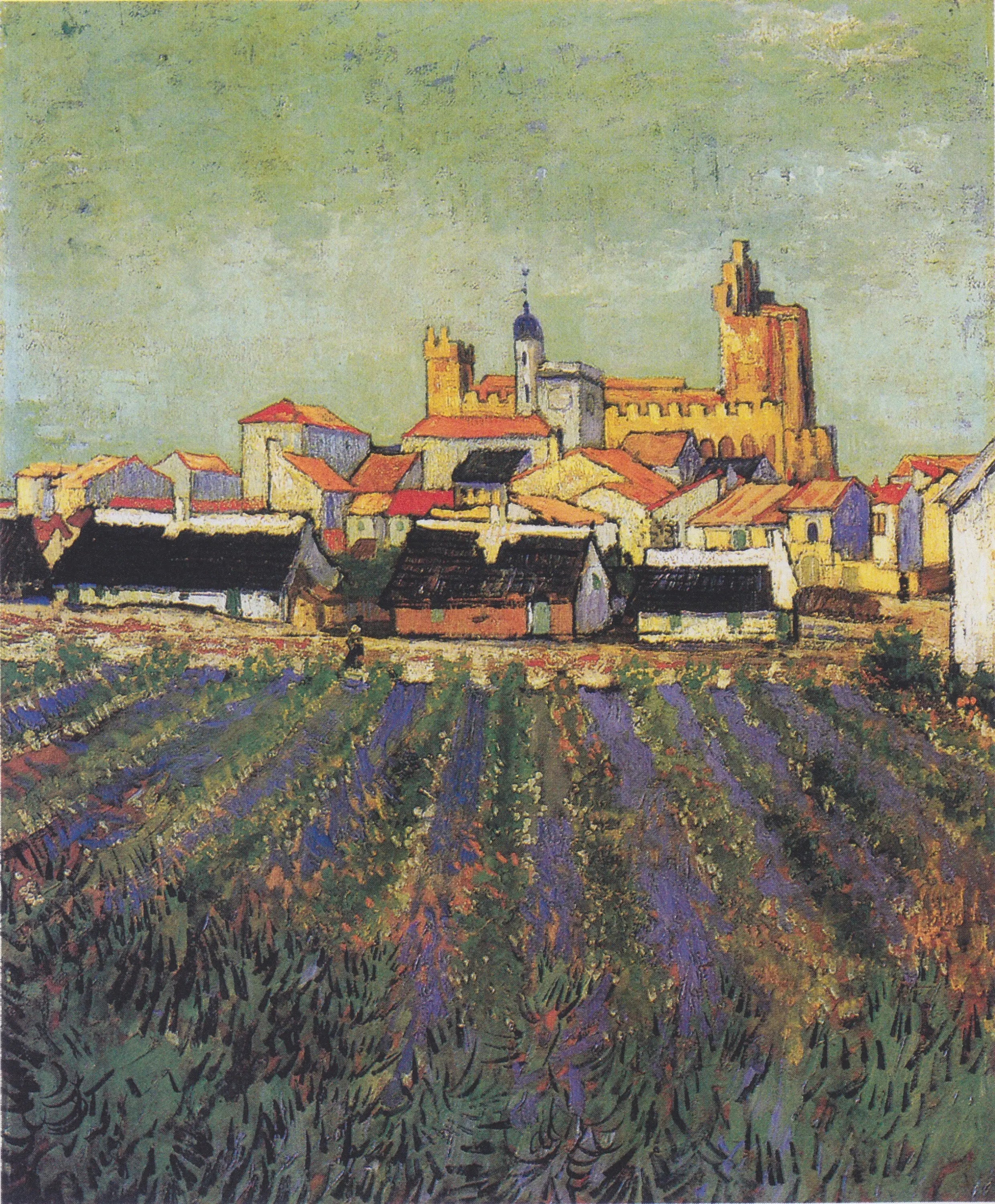 Vue des Saintes-Maries-de-la-Mer - Vincent van Gogh image 1 reproduction artisanale de tableau