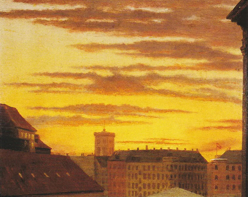 Udsigt over Havnegade's tage og Nikolaj-tårnet. - Peder Severin Krøyer