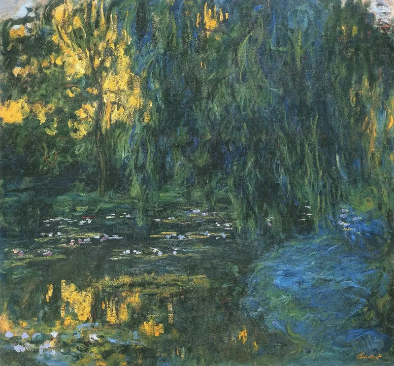 Udsigt over dammen med nymfeas og pil - Claude Monet