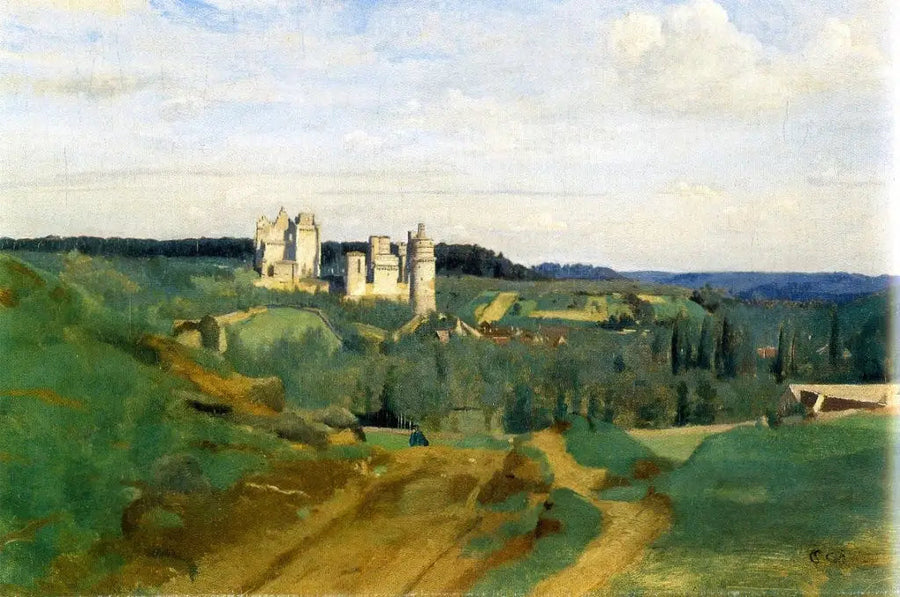 Udsigt over Pierrefonds-slottet - Jean-Baptiste Camille Corot