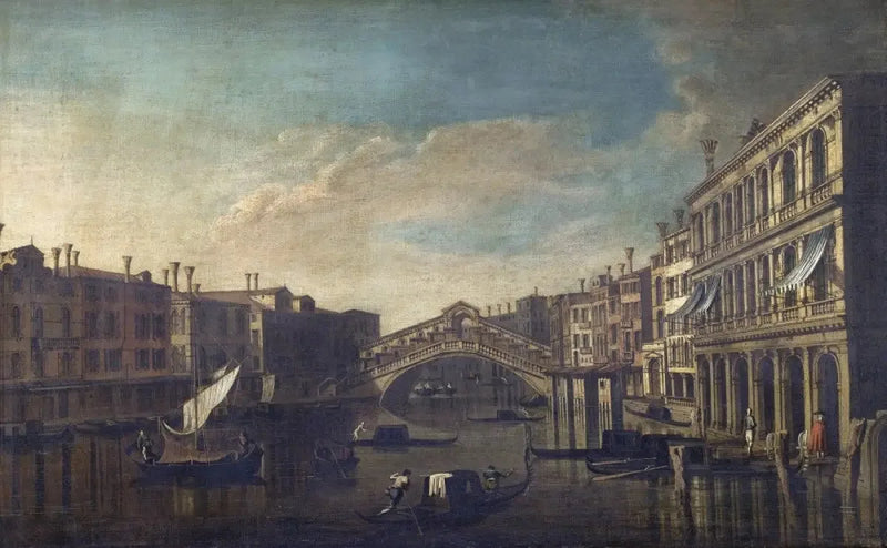 Udsigt over Grand Canal mod Rialto-broen, Venedig - Canaletto