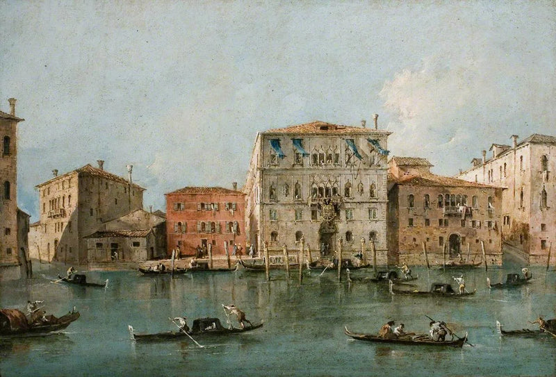 Udsigt over Palazzo Loredan dell'Ambasciatore ved Grand Canal, Venedig - Francesco Guardi