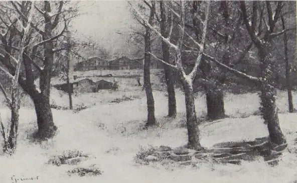 Udsigt over Crêtes-parken under sne - Gustave Courbet