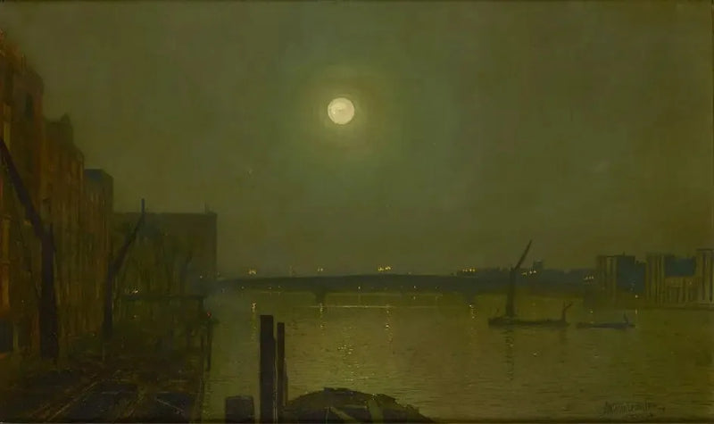 Udsigt over Southwark-broen om natten - John Atkinson Grimshaw