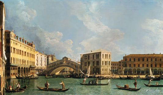 Vue du pont du Rialto, depuis le nord - Canal Giovanni Antonio - Reproductions de tableaux et peintures haut de gamme