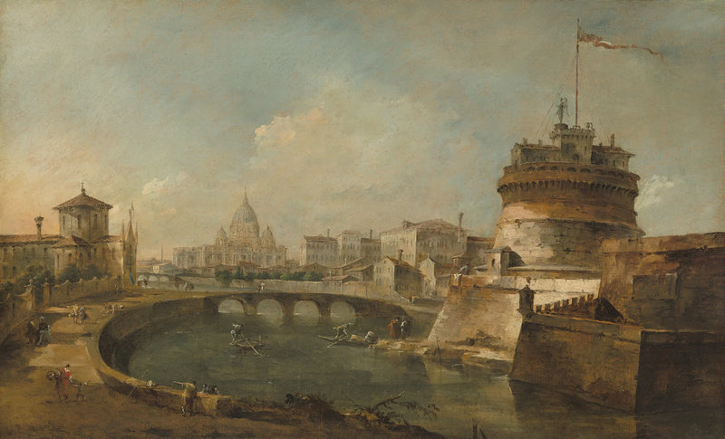 Fantasifuldt udsyn over Château Saint-Ange, Rom - Francesco Guardi