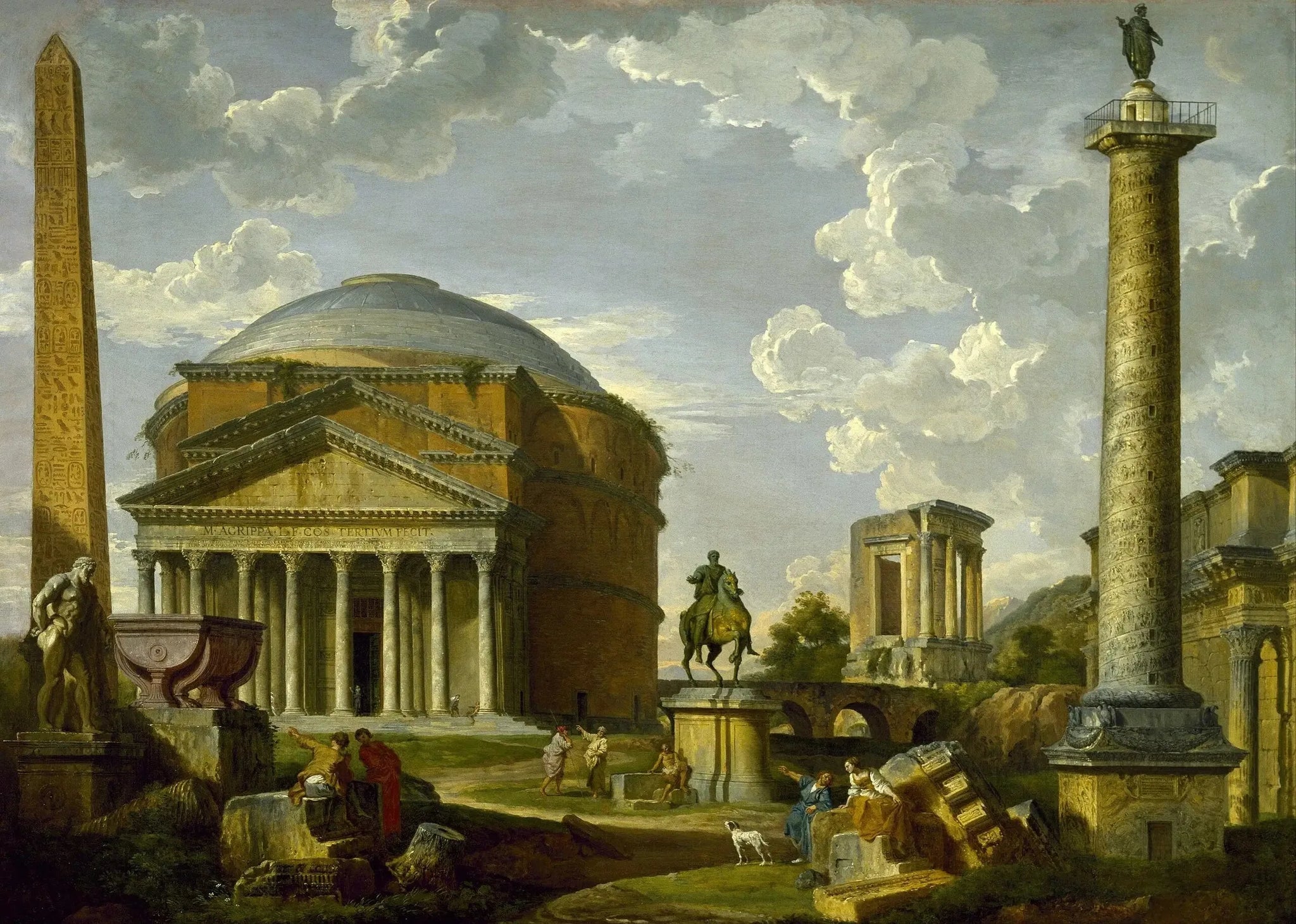 Vue fantastique du Panthéon et d'autres monuments de la Rome antique - Giovanni Paolo Panini image 1 tableau peint à l’huile sur toile