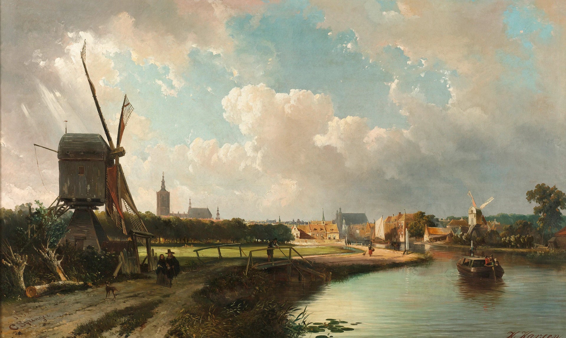 Vue de La Haye, depuis le canal de Delft au XVIIe siècle - Cornelis Springer