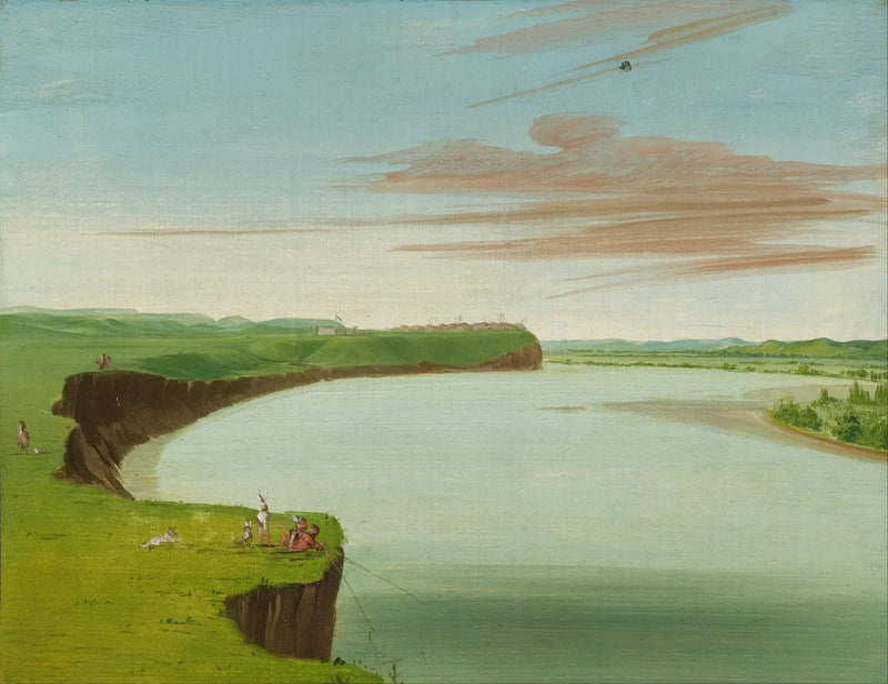 Fjernt udsyn over landsbyen Mandan - George Catlin