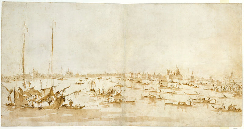 Panoramisk udsigt over Bacino di San Marco, der vender mod Canal de la Giudecca - Francesco Guardi
