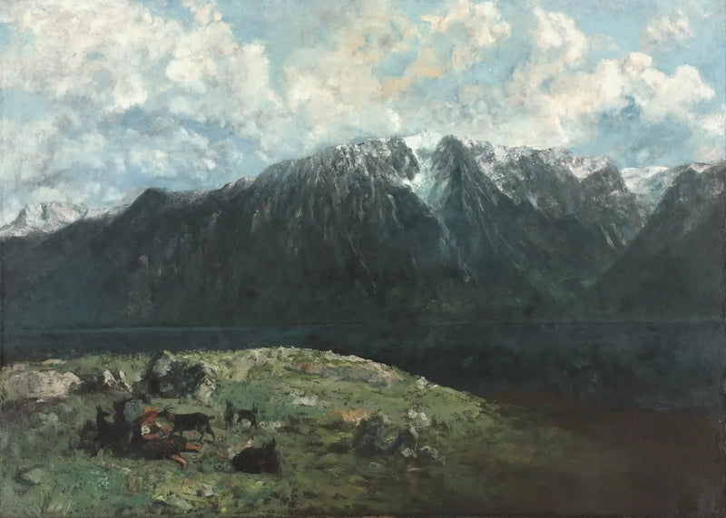 Panoramisk udsigt over Alperne, Les Dents du Midi - Gustave Courbet