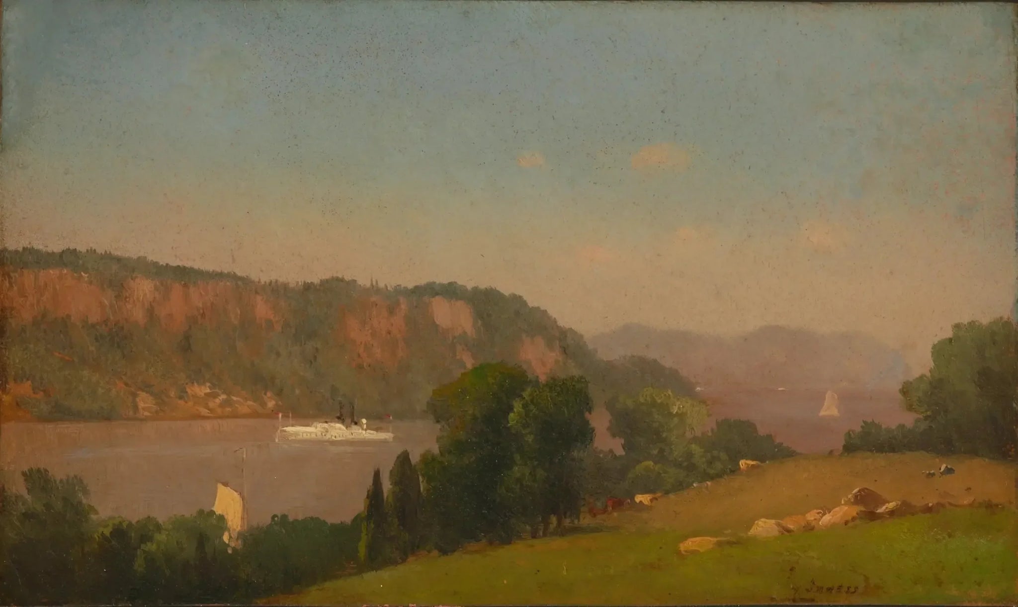 Vue sur l'Hudson - George Inness image 1 copie de tableau peinte à la main