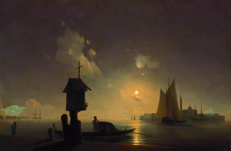 Udsigt over havet fra kapellet ved kysten - Ivan Aïvazovski