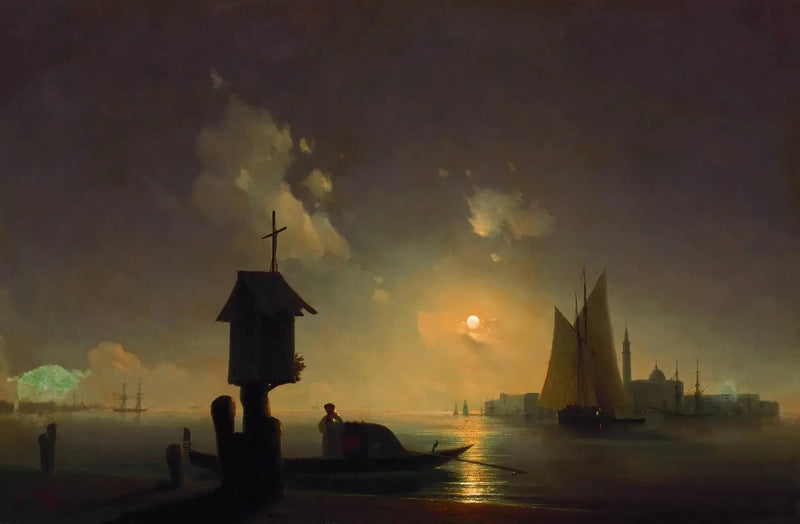 Udsigt over havet fra kapellet ved kysten - Ivan Aïvazovski