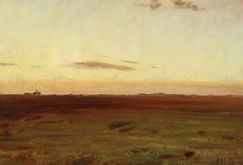 Udsigt over engen og klitterne ved solnedgang. - Michael Peter Ancher